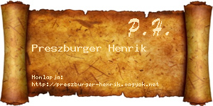 Preszburger Henrik névjegykártya